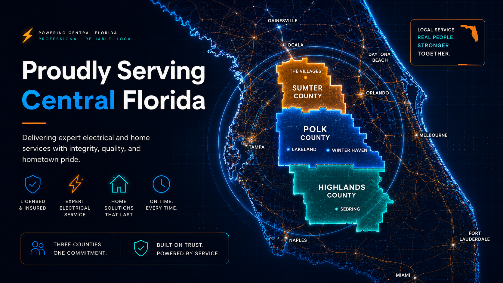 Barnes Electric service area — Polk, Highlands and Sumter counties, Central Florida